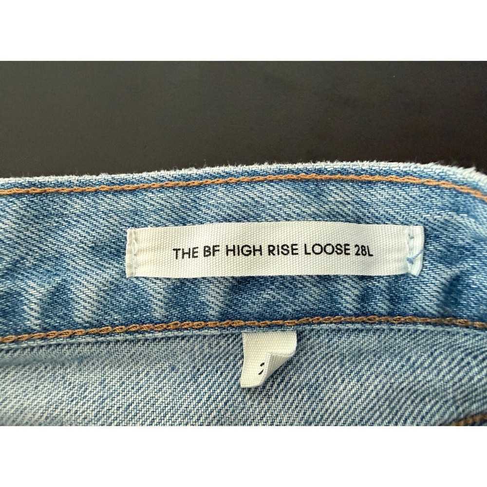 Denim Forum The BF High Rise Loose Distressed Jeans Light Wash Blue 27X28 - Picture 7 of 15